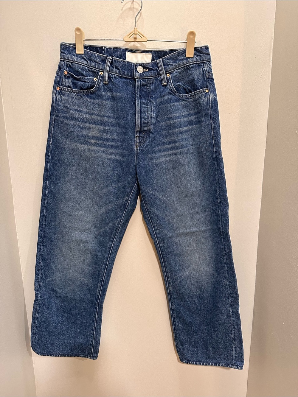 MOTHER Superior Women’s Straight Jeans in Mid Blue Wash